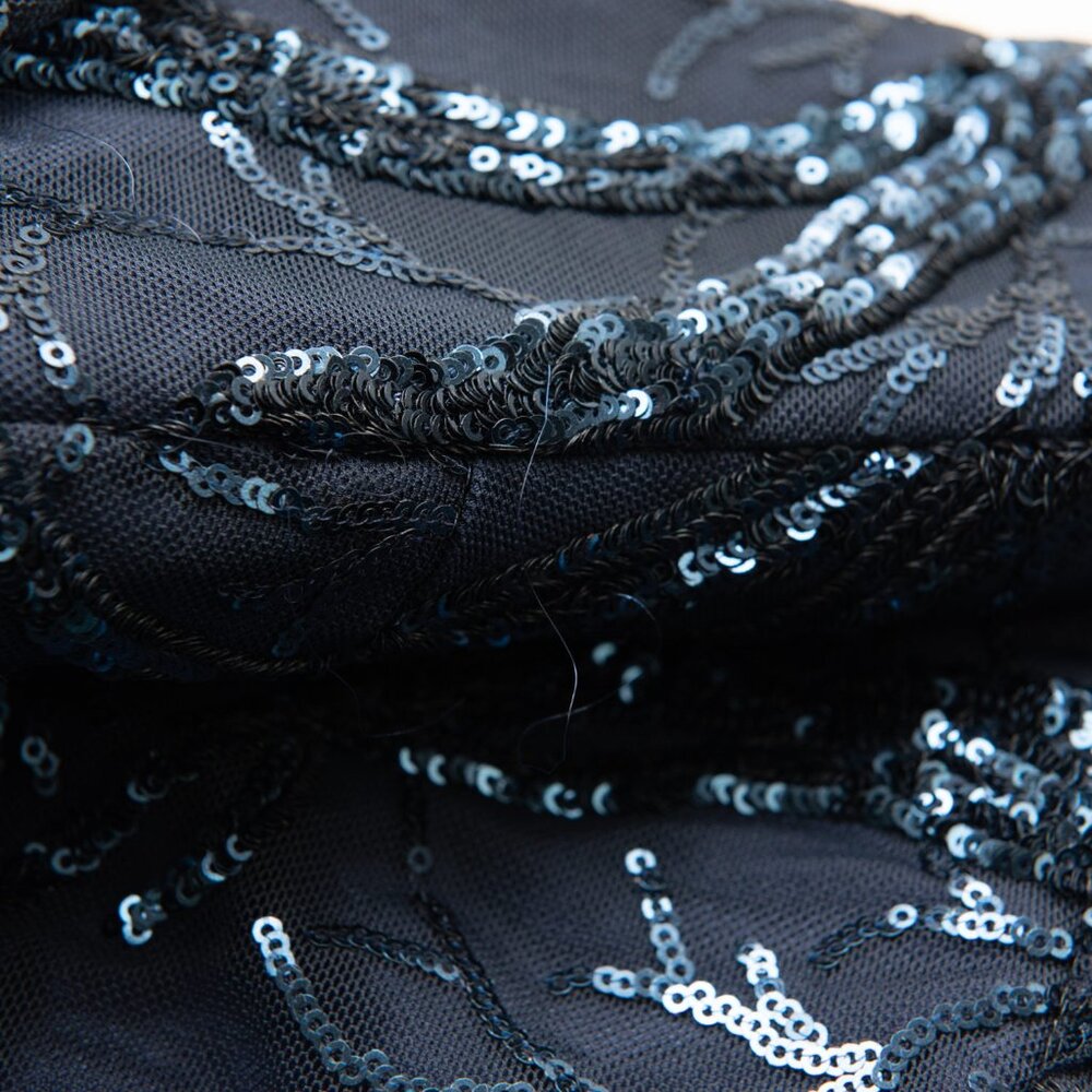 David Meister Sheath Dress Embellished Quater Sleeve Cocktail Navy Blue Size 14 - Picture 9 of 9
